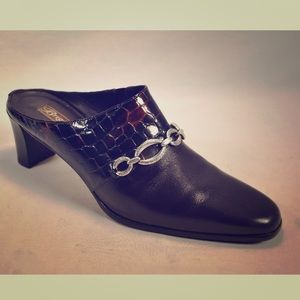 Brighton Twiggy Brown Croc/Leather Mules